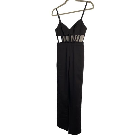 NBD Revolve Bianna Jumpsuit Slim Leg Boned Mesh Adjustable Strap Black Size XXS - Picture 5 of 13